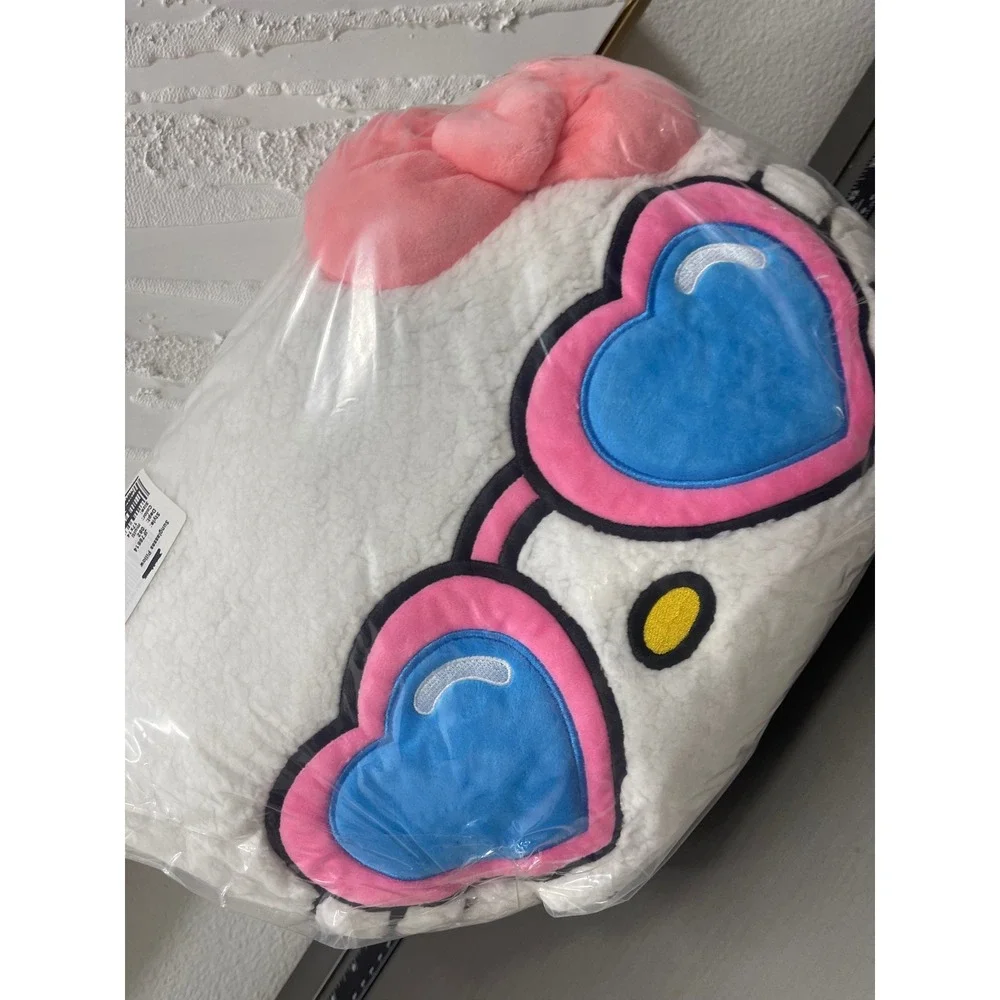 Sanrio Hello Kitty Sherpa Heart Sunglasses Plush Pillow White Pink NEW